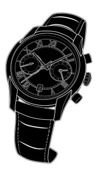 Wrist watch vector sketch simple line illustration Stock Illustration