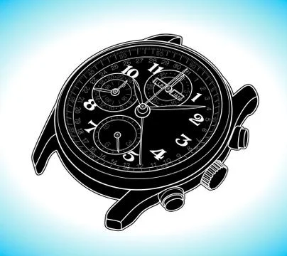 Wrist watch vector sketch simple line illustration Stock Illustration