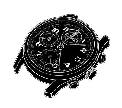 Wrist watch vector sketch simple line illustration Stock Illustration