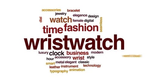 Wristwatch animated word cloud, text design animation. Kinetic typography. Stock Footage 111145010