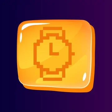 Wristwatch glossy ui button with pixelated icon Stock Illustration