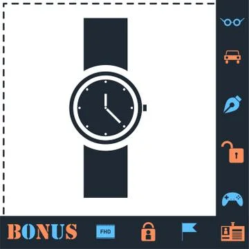 Wristwatch icon flat Stock Illustration