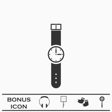 Wristwatch icon flat Stock Illustration