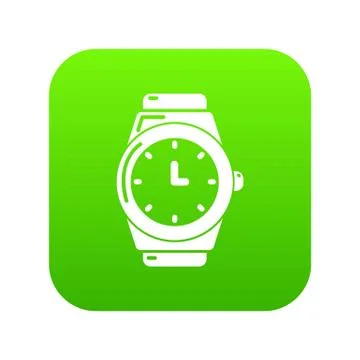 Wristwatch icon green vector Illustrazione stock