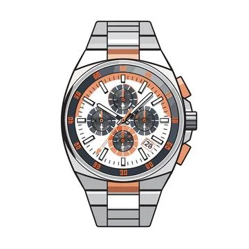 Wristwatch isolated on white background. Vector illustration in flat style. Stock Illustration