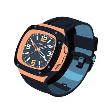 Wristwatch isolated on white background. Vector illustration in cartoon style. Stock Illustration