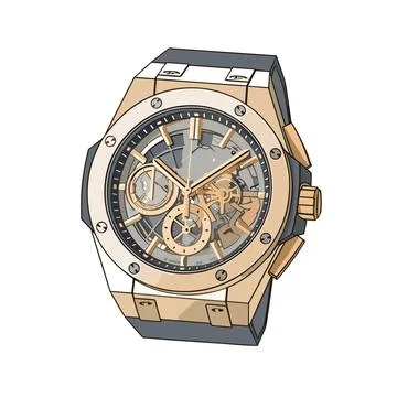Wristwatch isolated on white background. Vector illustration in cartoon style. Stock Illustration