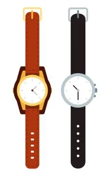 Wristwatch with leather straps vector icon flat isolated Stock Illustration
