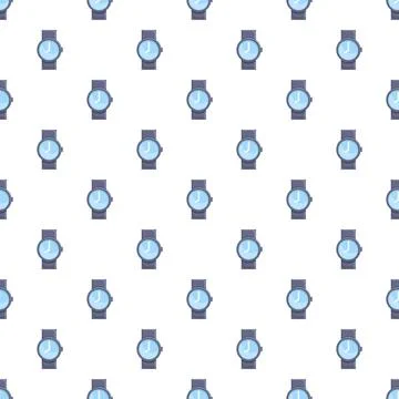 Wristwatch pattern flat design repeating blue time background 스톡 일러스트