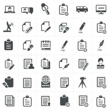 Write and news icon set. Illustrazione stock