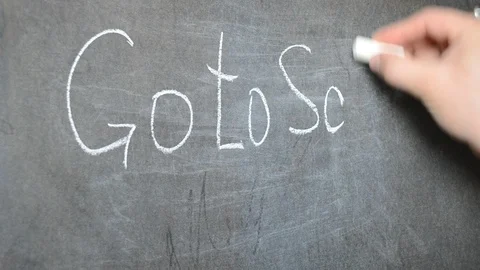 Write on the blackboard with white chalk. School invitation. Stock Footage 113691658