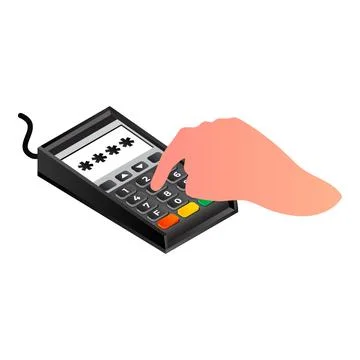 Write card pin code icon, isometric style 스톡 일러스트