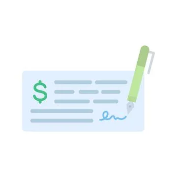Write Cheque icon vector image. Illustrazione stock