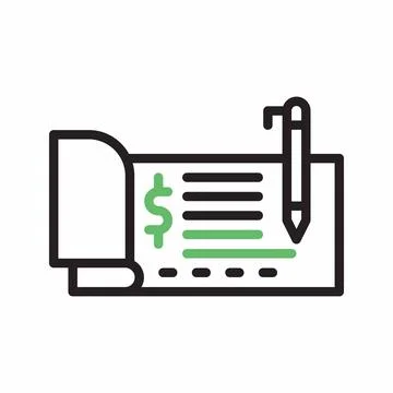 Write Cheque icon vector image. Stock Illustration