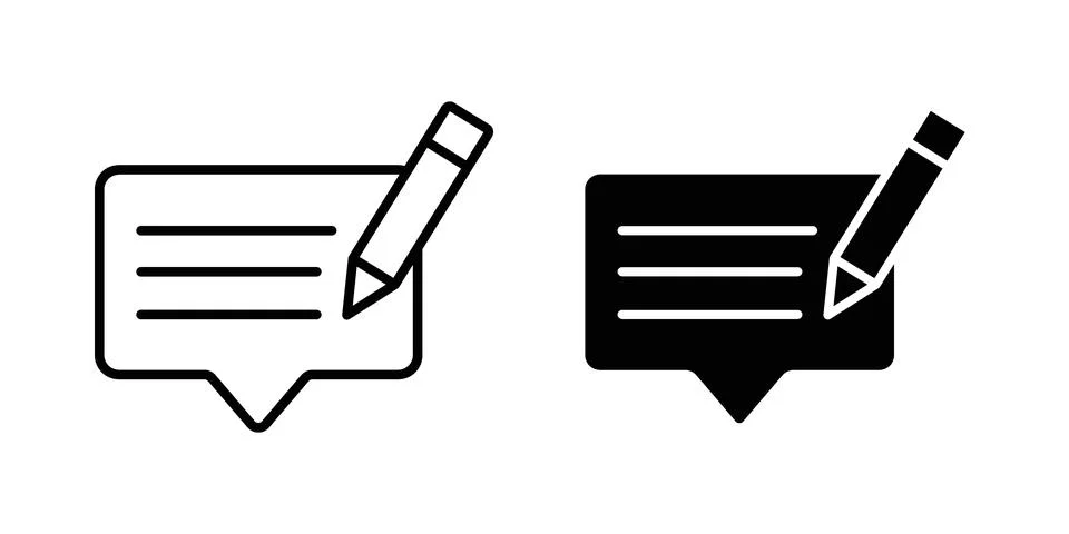 Write comment icon. Outline, flat icons Illustrazione stock