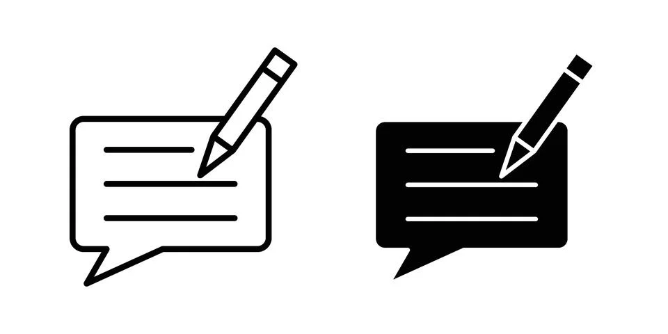 Write comment icon symbol  illustration bundle in black colour イラスト素材