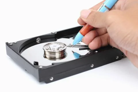 Write data to the hard disk. Stock Photos