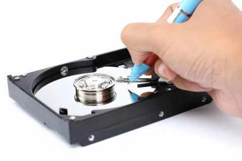 Write data to the hard disk. Stock Photos