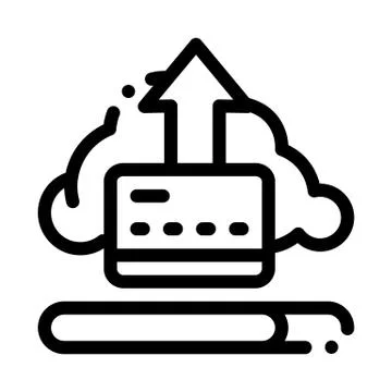 Write-Off Data Through Cloud Storage Icon Vector Outline Illustration 스톡 일러스트