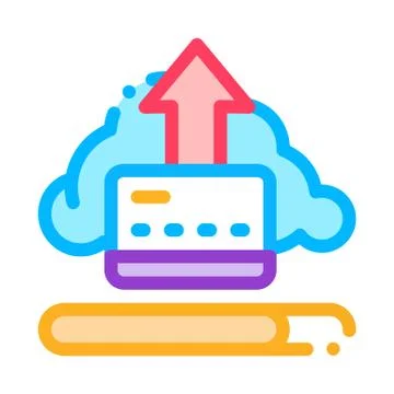 Write-Off Data Through Cloud Storage Icon Vector Outline Illustration イラスト素材