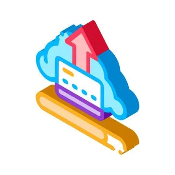 Write-Off Data Through Cloud Storage isometric icon vector illustration Stockillustratie