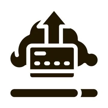 Write-Off Data Through Cloud Storage Icon Vector Glyph Illustration 库存插图
