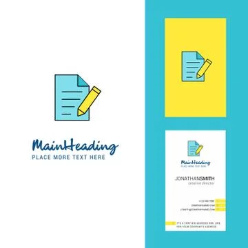 Write document Creative Logo and business card. vertical Design Vector Stock Illustration
