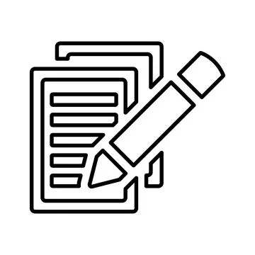 Write, document, paper, article outline icon. Line vector design. Illustrazione stock