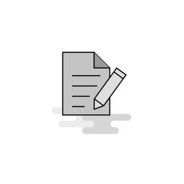 Write document Web Icon. Flat Line Filled Gray Icon Vector Illustrazione stock
