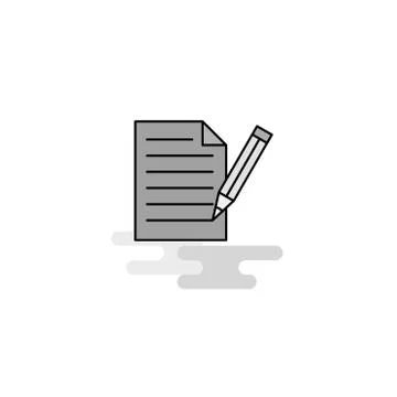 Write document Web Icon. Flat Line Filled Gray Icon Vector 스톡 일러스트