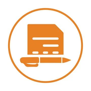 Write, document, writing icon. Orange color vector EPS. Stock Illustration