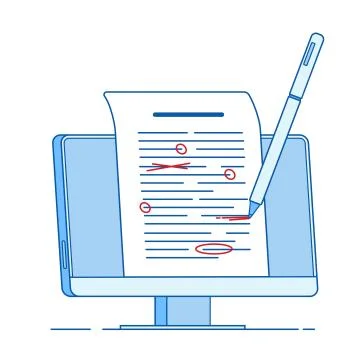 Write edit text concept. Writing editing documents, correct proofreading text イラスト素材