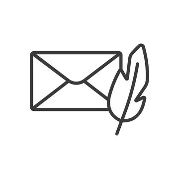 Write email, icon in line design. Write, email, compose, message, draft, letter 库存插图