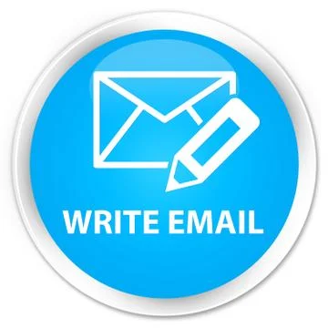 Write email premium cyan blue round button Stock Illustration