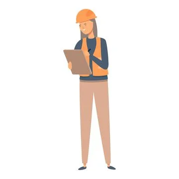 Write engineer icon cartoon vector. Female industry Stock Illustration