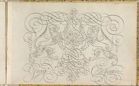 Write example consisting of curls with the text: Vive La Plume; Exemplaer ... Stock Photos