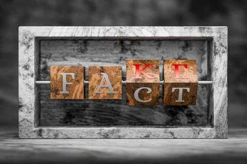 Write fake or fact. Differences in truth. Truth or lie. Spreading disinform.. 스톡 일러스트