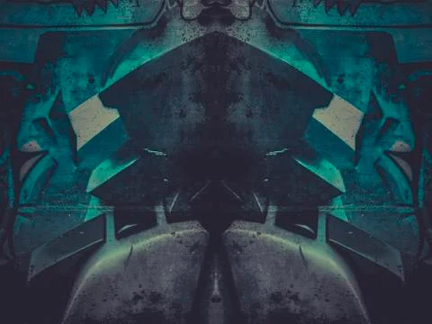 Write, geometric shapes painted on an old concrete wall Stock Illustration