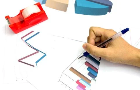Write graph and chart for report work Stock Photos