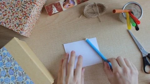 Write greeting card Stock Footage 72297533