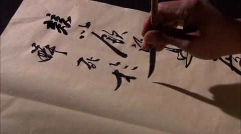 Write the hand of the Chinese calligraphy Video stock 57321624