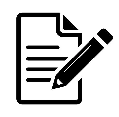Write icon. Document or notebook with pencil icon. vector illustration Stock Illustration