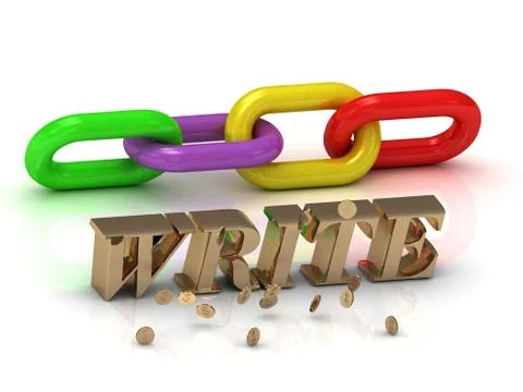 WRITE- inscription of bright letters and color chain on white backgroundite b Stock Illustration
