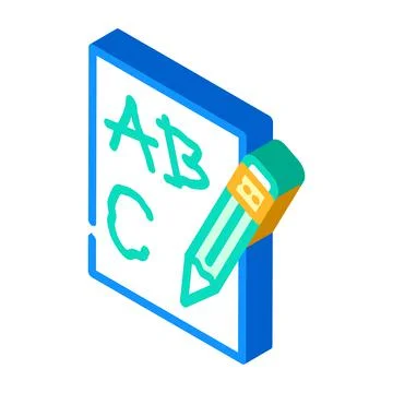Write kid leisure isometric icon vector illustration Stock Illustration