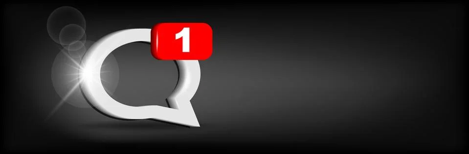 Write message chat  icon with notification on black background Stock Illustration