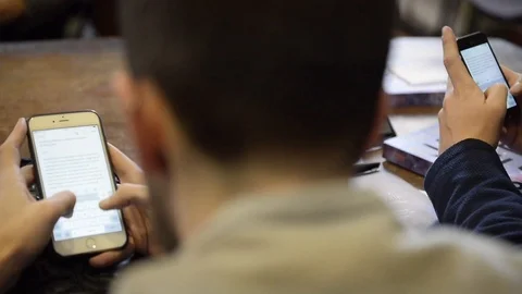 Write messages on the smartphone Stock Footage 88817030