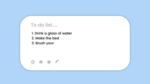 Write morning routine to do list animation isolated on blue background Stock Footage 342003098