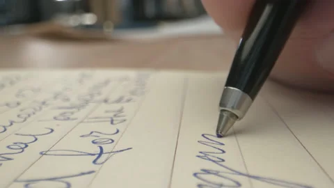 Write in Notebook by Pen in Male Hand. Handwriting Font of Text for Office Work Stock Footage 199480223