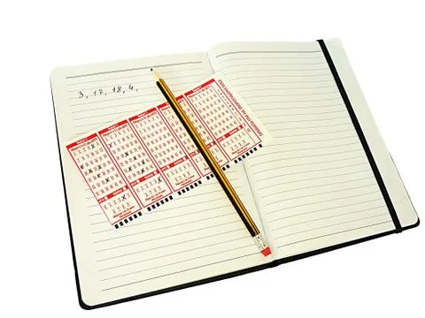 Write the numbers in a pencil notebook Foto stock