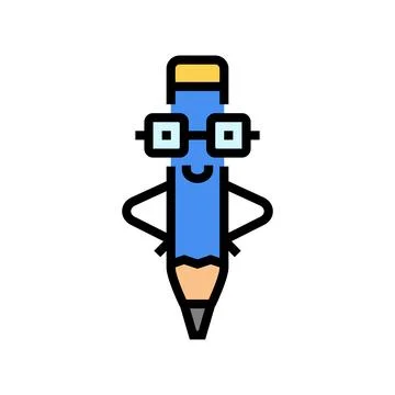 Write pen character color icon vector illustration Stock Illustration